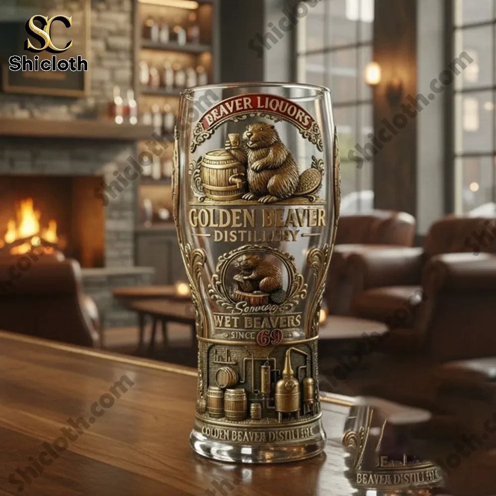 Golden Beaver Distillery Official Beer Glass