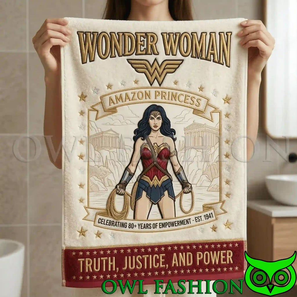 Wonder Woman Trust Justice and Power Premium Bath Towels