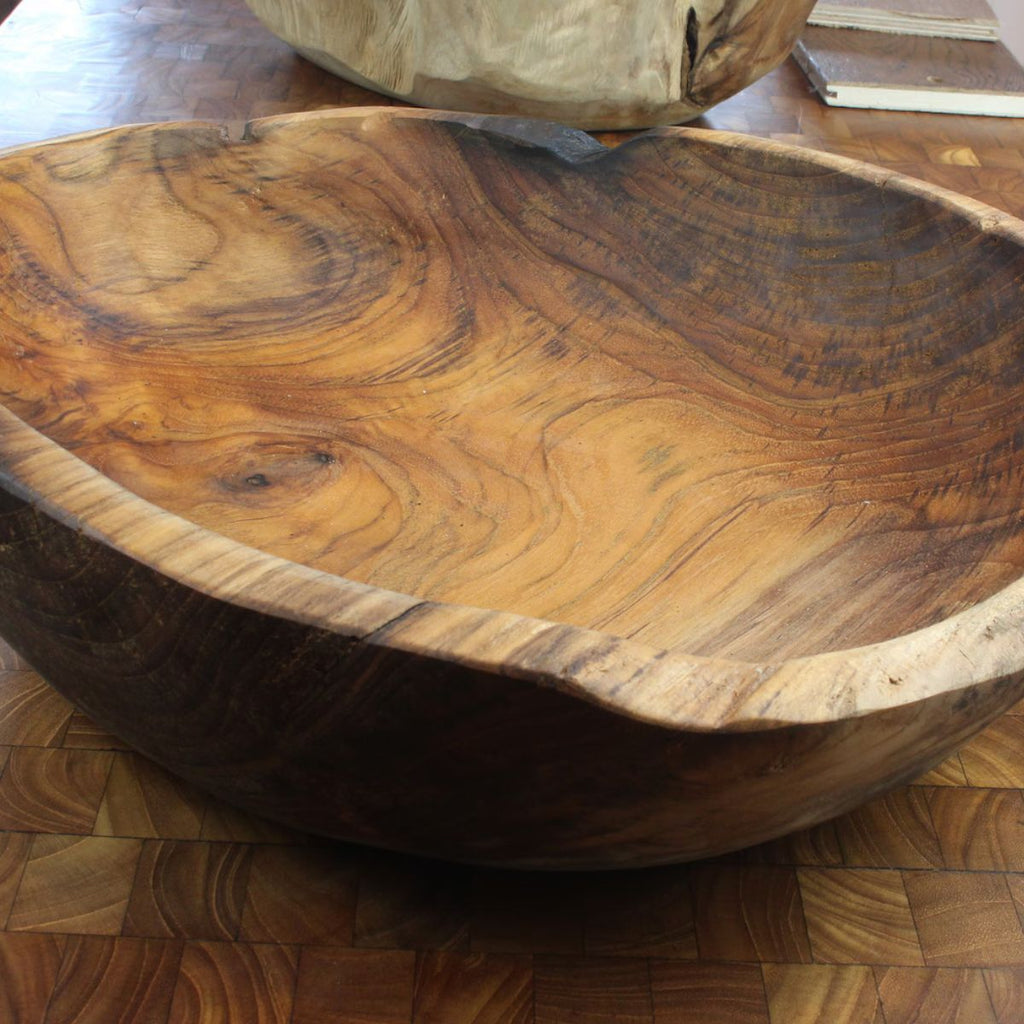 Live Edge Hand-Carved Teak Root Serving Bowl