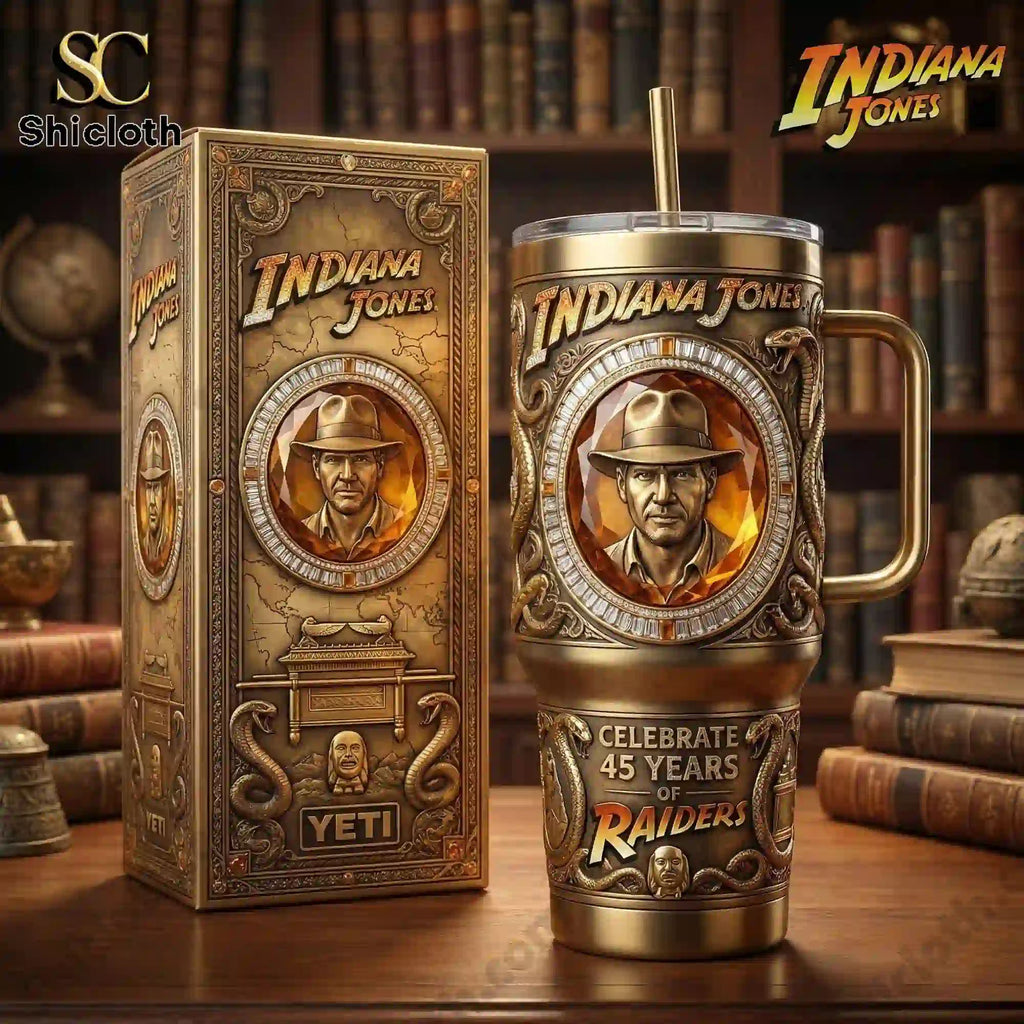 Indiana Jones Raiders of the Lost Ark 45 Years Celebration Insulated Tumbler With Handle