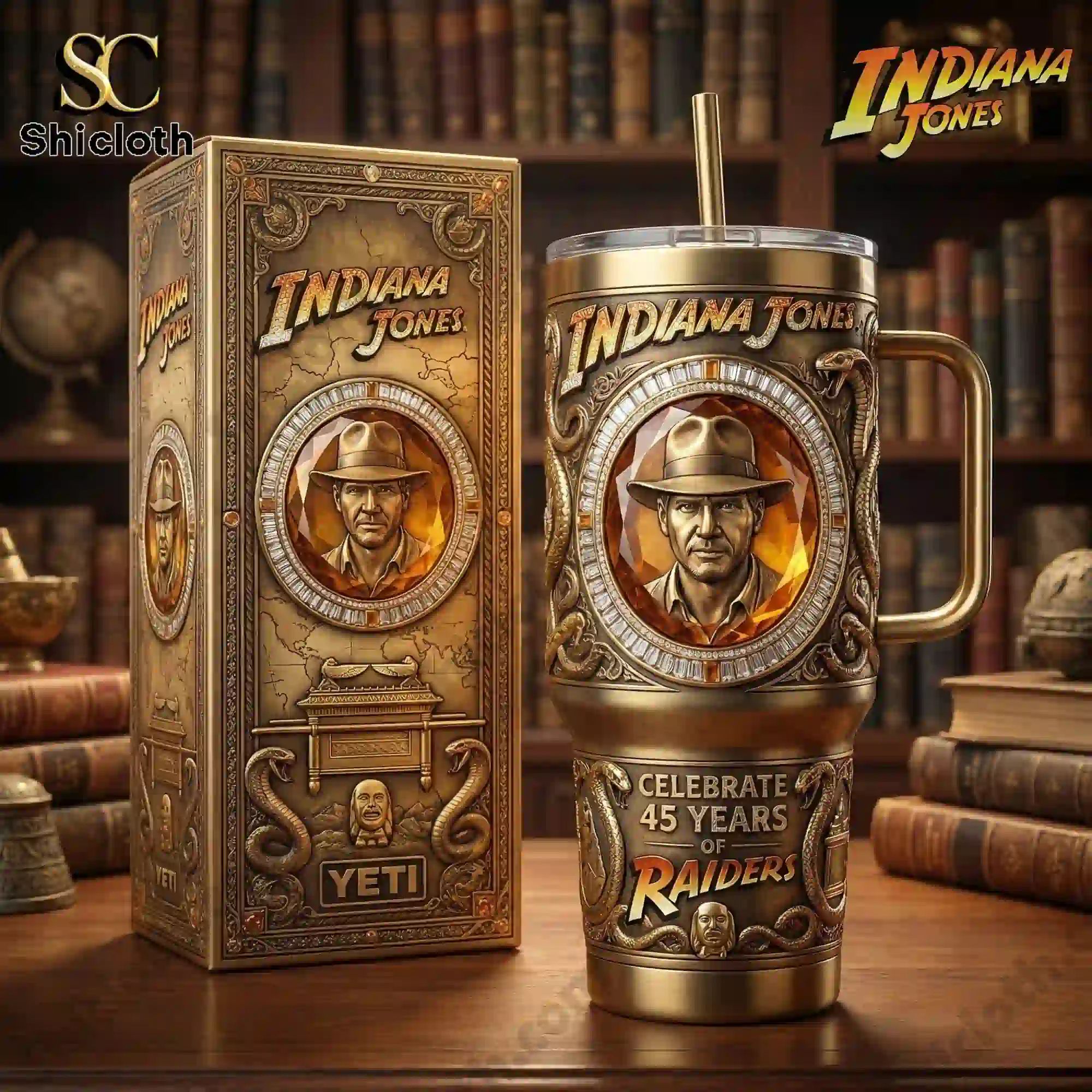 Indiana Jones Raiders of the Lost Ark 45 Years Celebration Insulated Tumbler With Handle