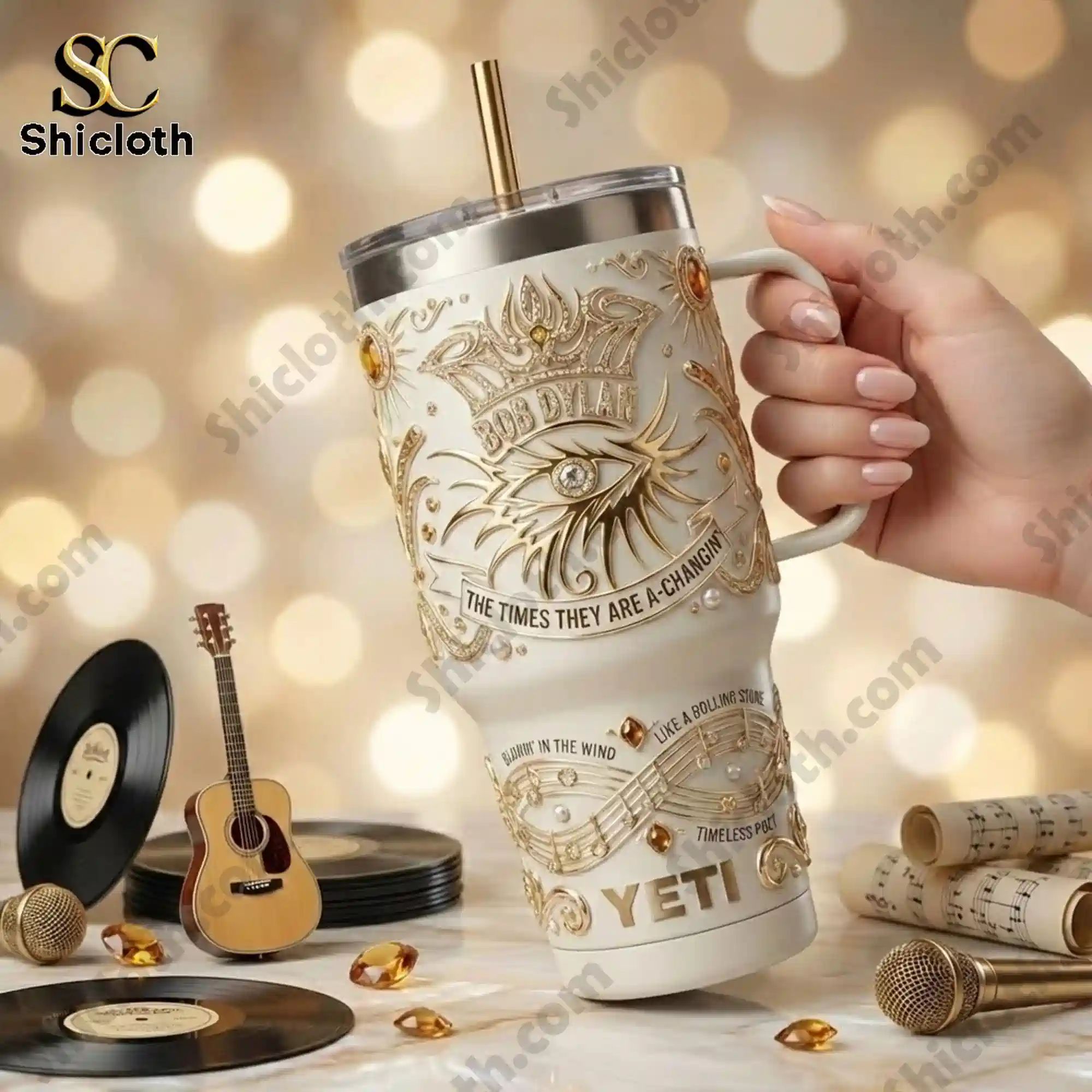 Bob Dylan The Times They Are A Changin 40oz Tumbler With Handle