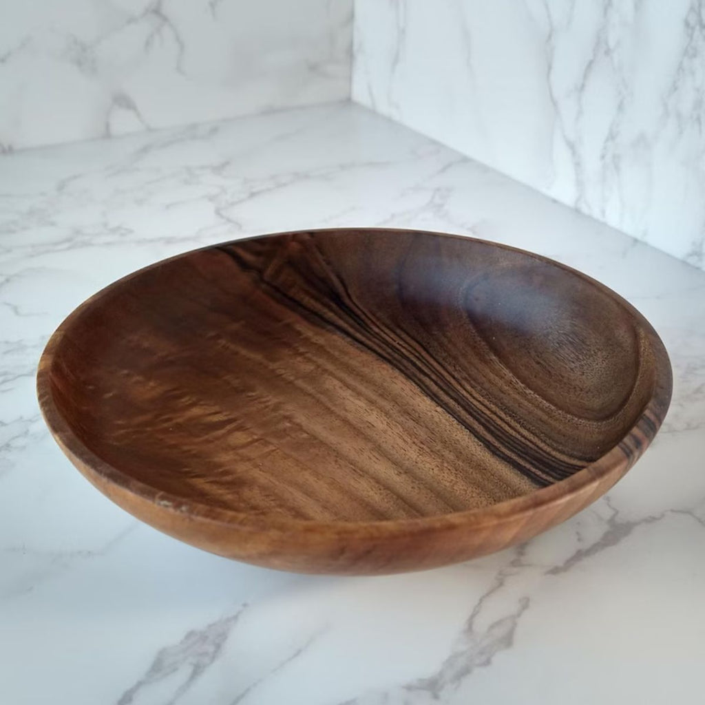 Hand-Turned Walnut Wood Bowl – Dark, Rich Warmth