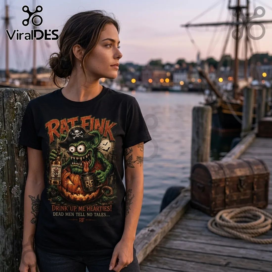 Rat Fink Haunted Treasure Captain Morgan T-Shirt