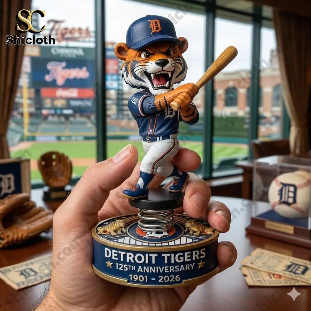 Detroit Tigers 125th Anniversary Decor Car Dashboard Bobblehead