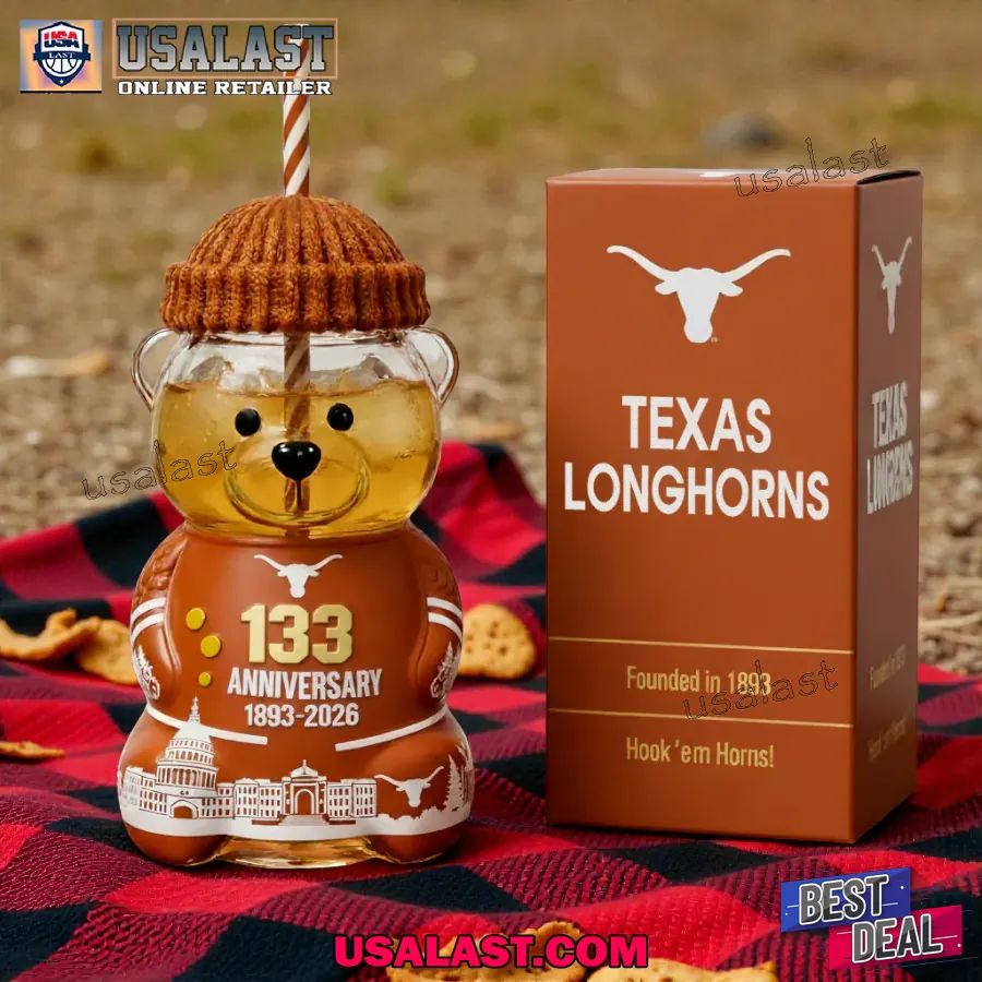 Texas Longhorns 133rd Anniversary Bear Glass Cup