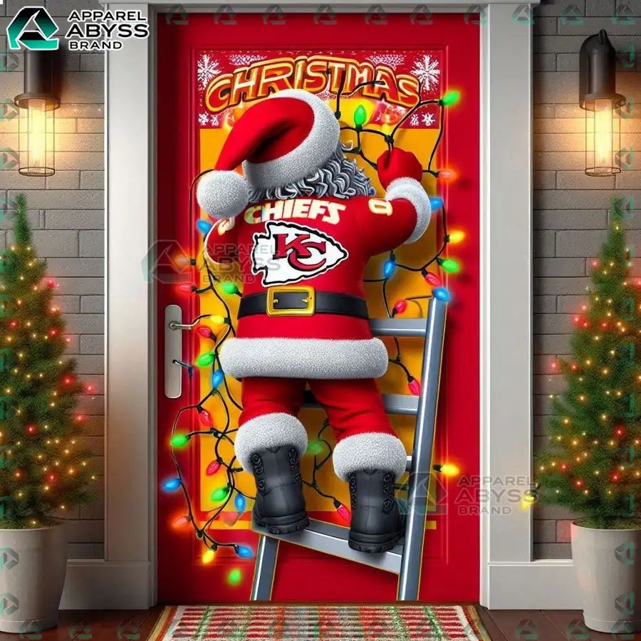 Kansas City Chiefs Merry Christmas Door Cover
