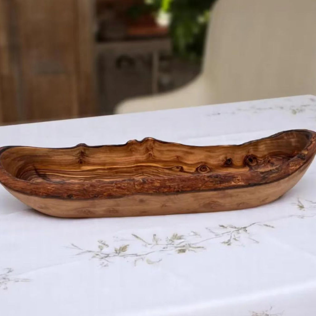 Handmade Olive Wood Oval Fruit Bowl