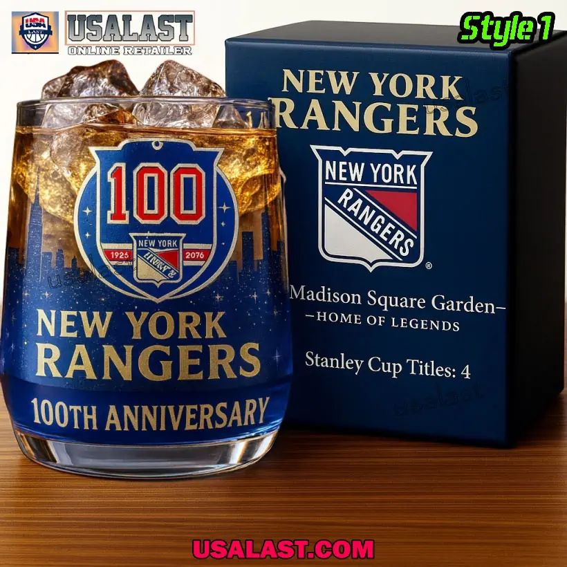 New York Rangers 100th Anniversary 15oz Wine Glass