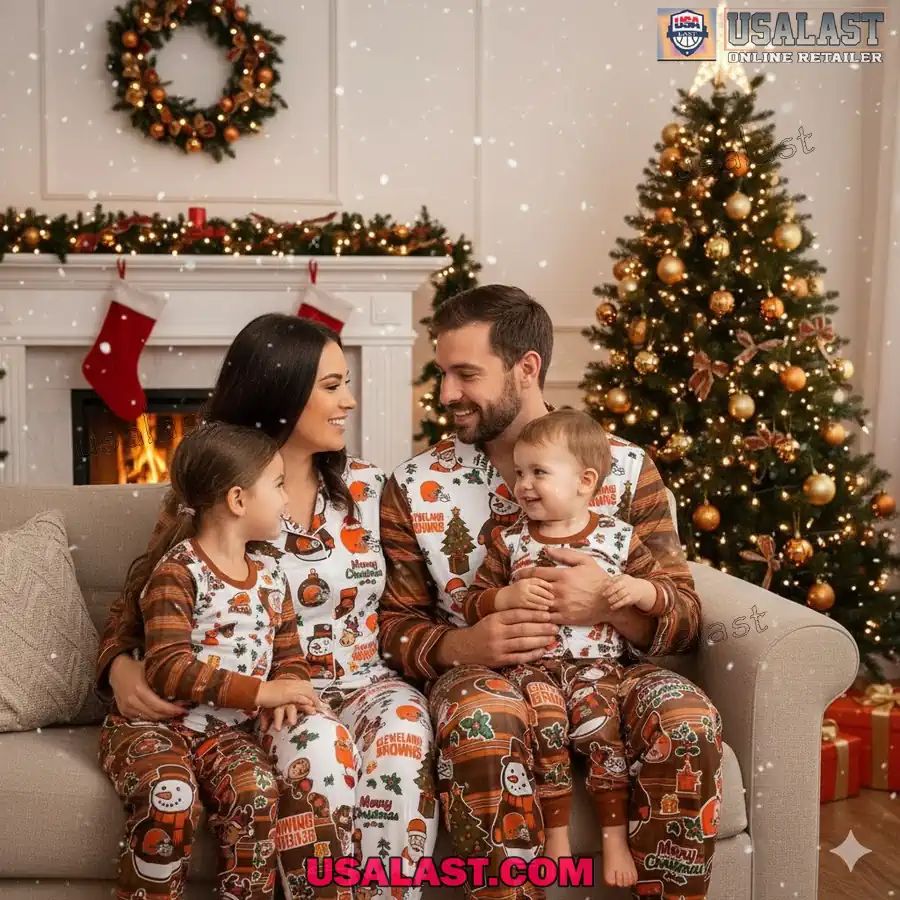 Cleveland Browns Plaid Button Pajamas Set
