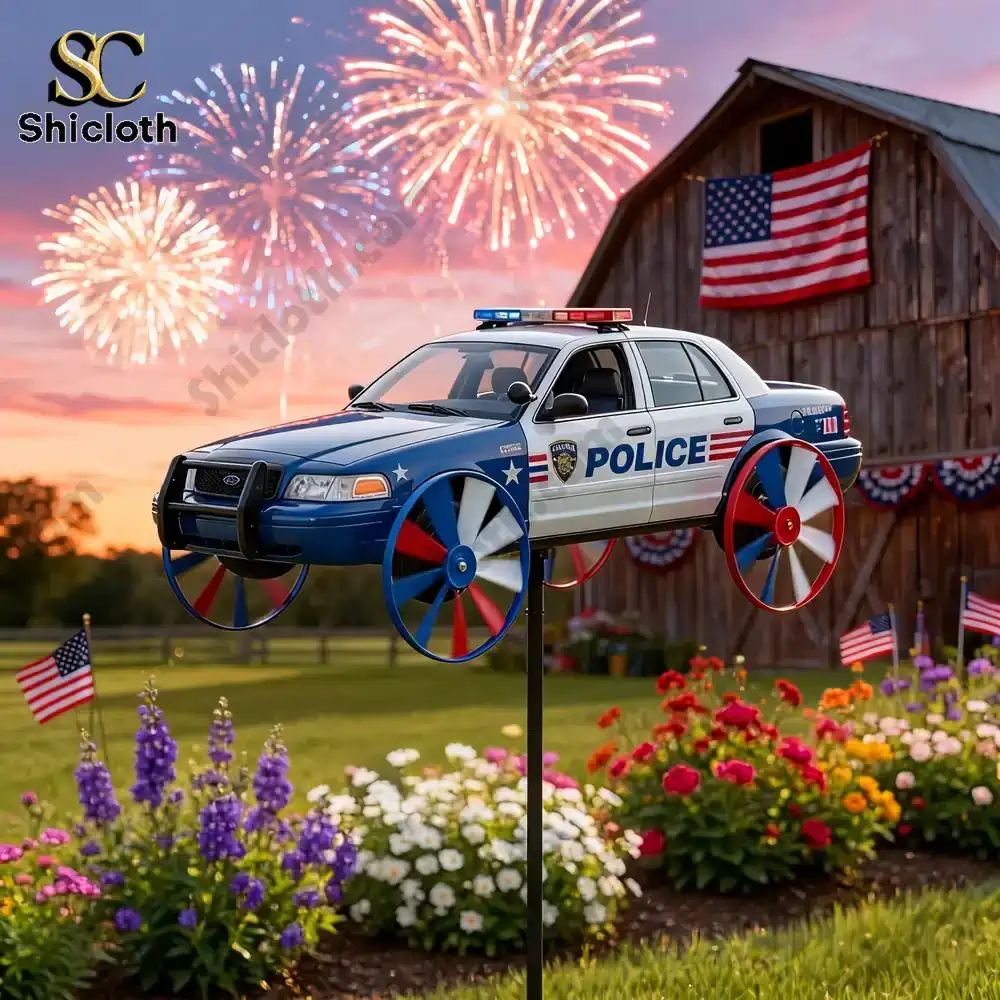 Police Car Garden Wind Spinner