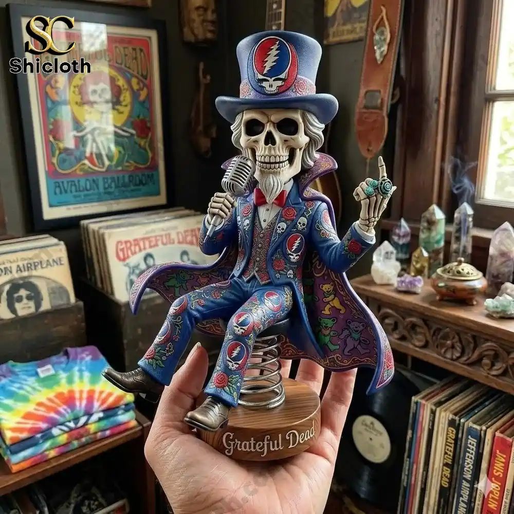 Grateful Dead Skeleton Rocker Decor Car Dashboard Bobblehead