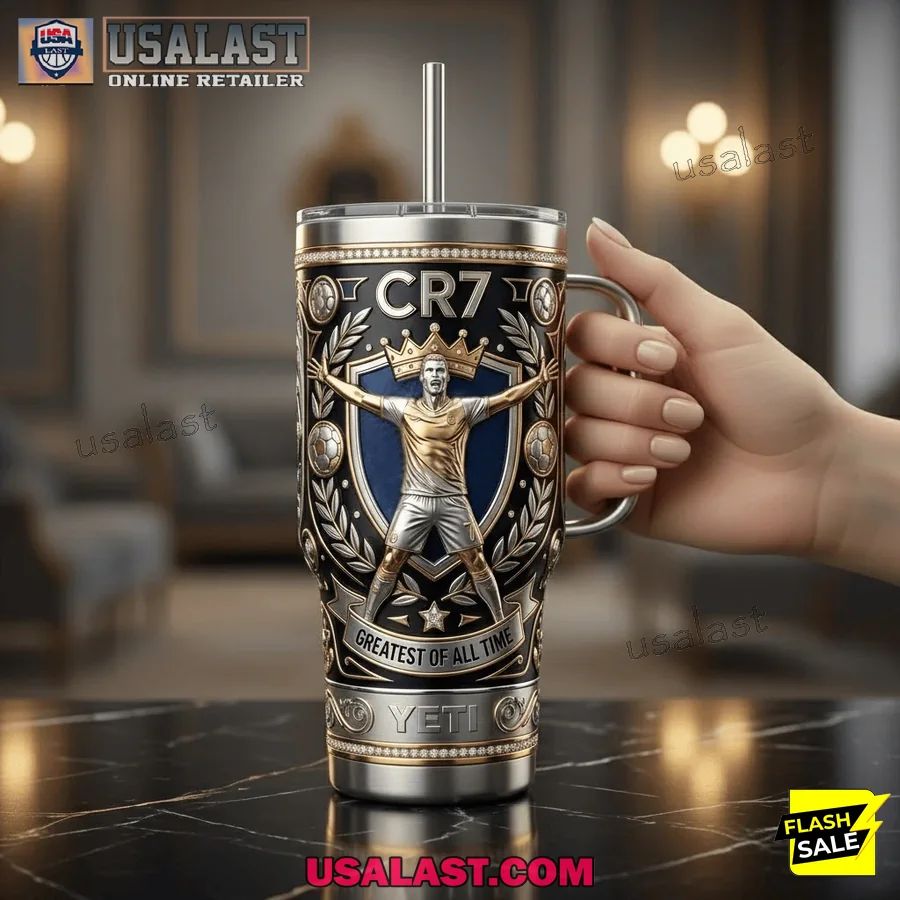 Cristiano Ronaldo GOAT Tumbler With Handle