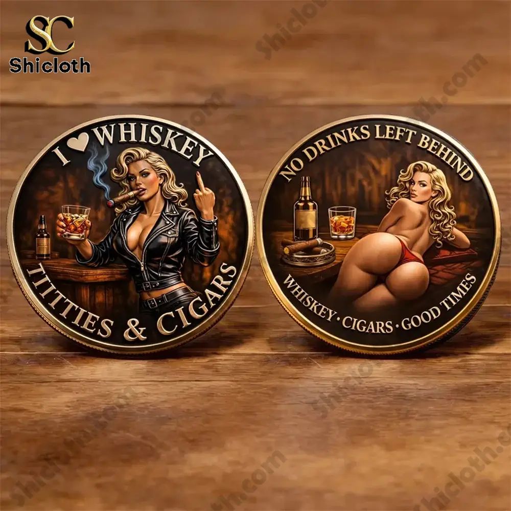 I Love Whiskey Titties & Cigars Whiskey Coin