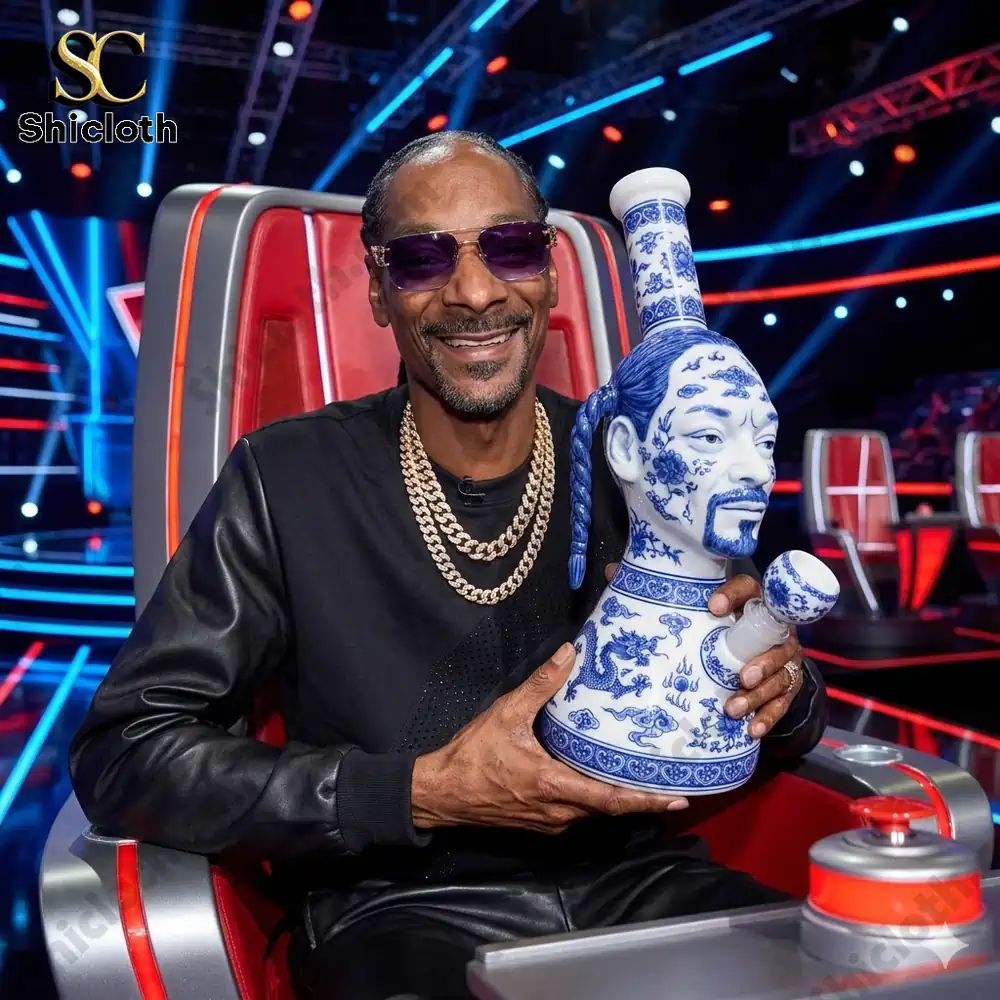 Snoop Dogg Blue and White Porcelain Bong
