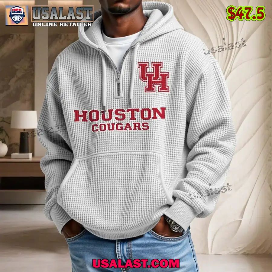 Houston Cougars Waffle Half Zip Hoodie