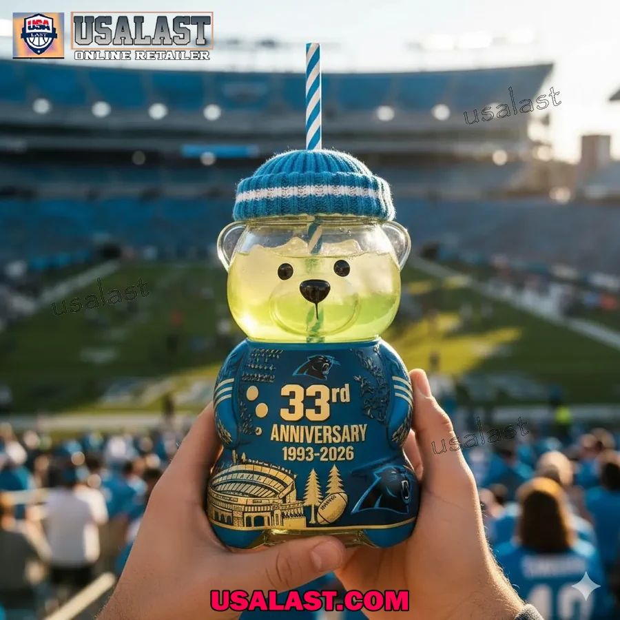 Carolina Panthers 33rd Anniversary Collectible Bear Glass Cup