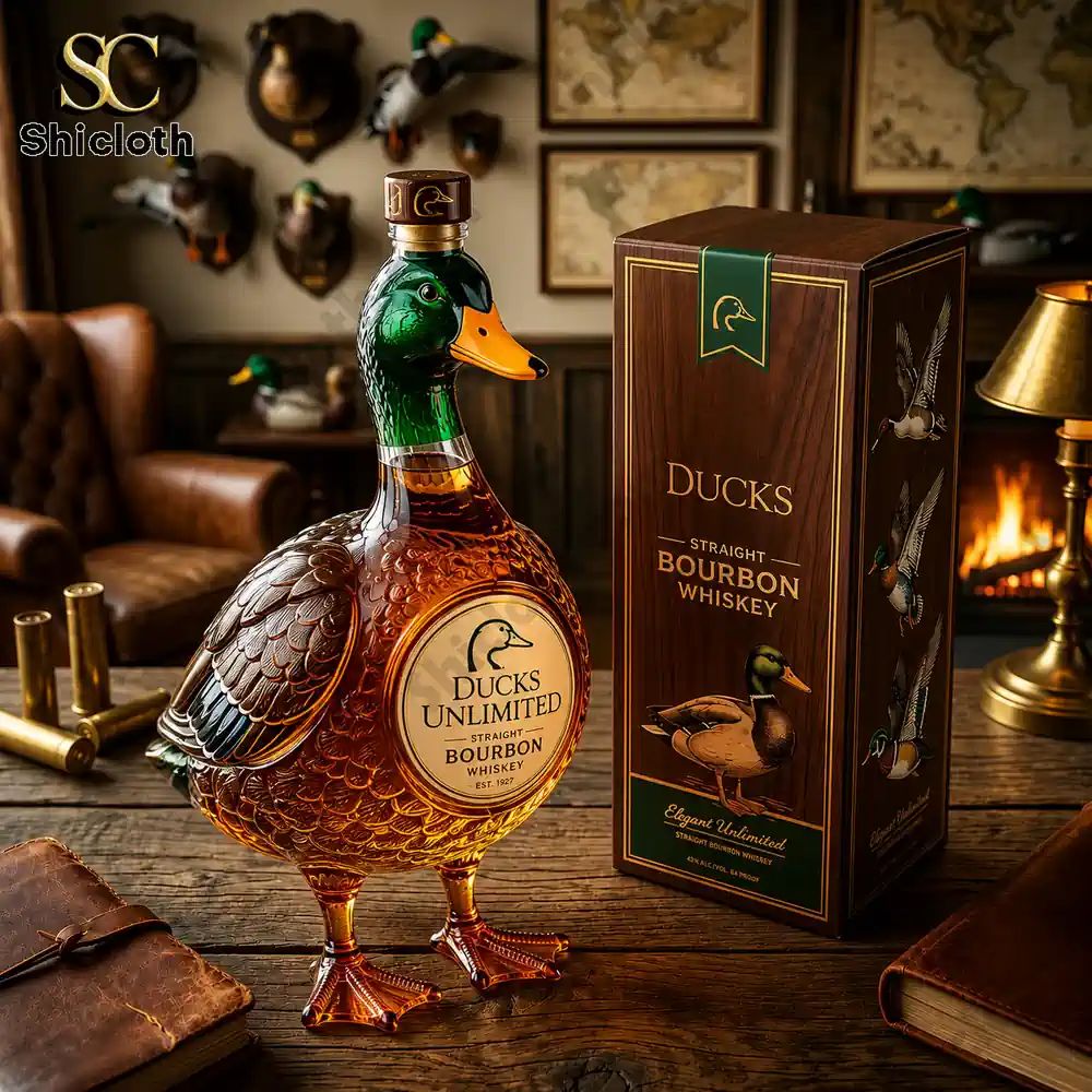 Ducks Unlimited 3D Mallard Bourbon Whiskey Bottle