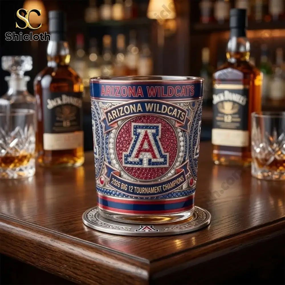 Arizona Wildcats 2026 Big 12 Tournament Champions Whiskey Glass