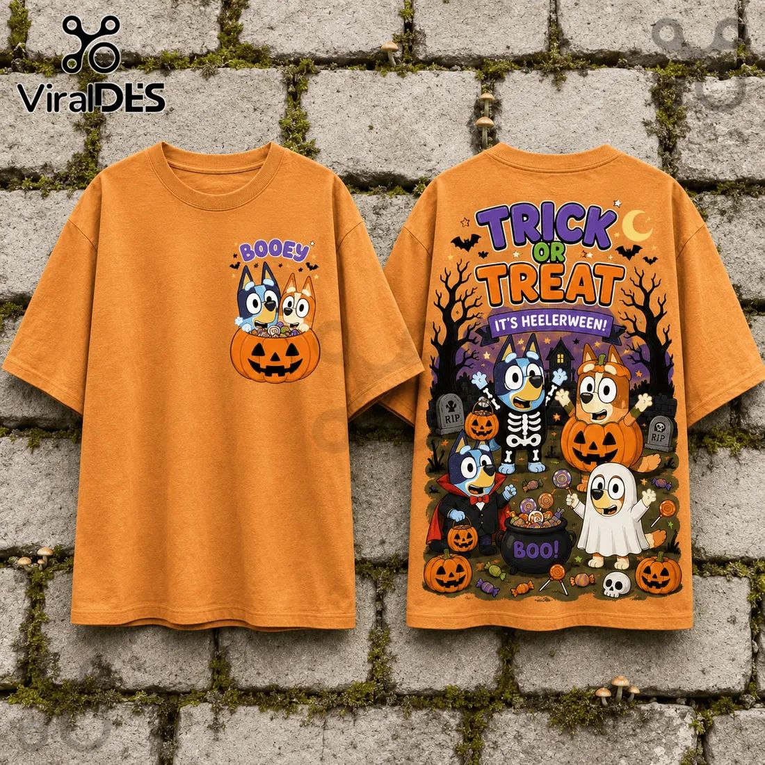 Bluey Heelerween Pumpkin Trick or Treat Orange T-Shirt