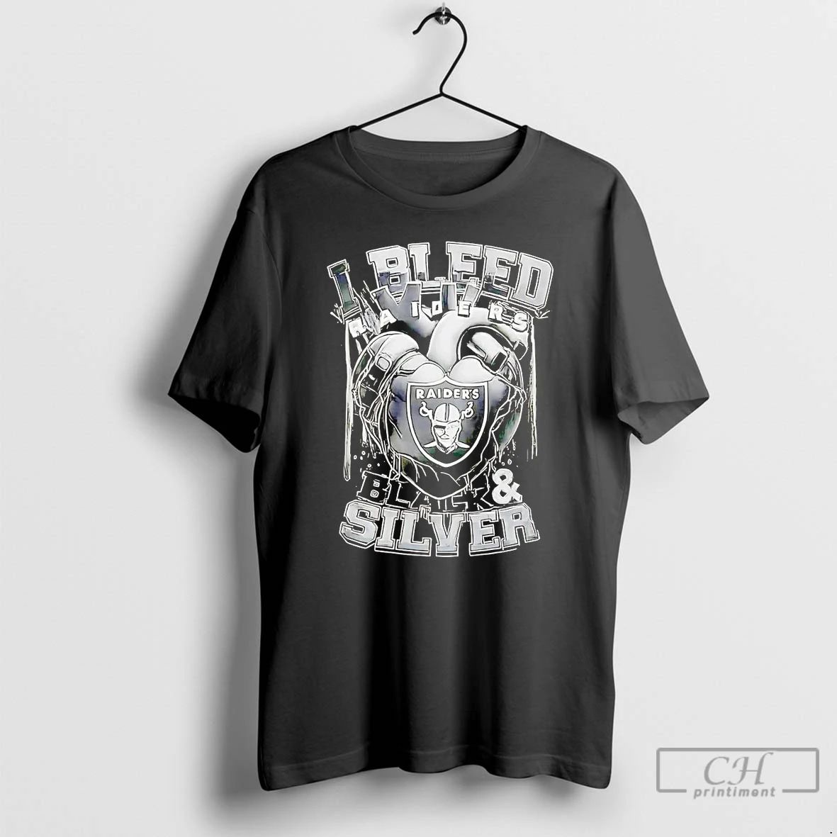 Premium I Bleed Raiders Black And Silver T Shirts