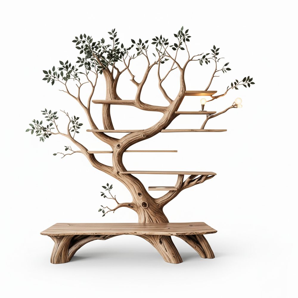 Handcrafted Tree Branch Shelf – Nature-Inspired Art & Storage