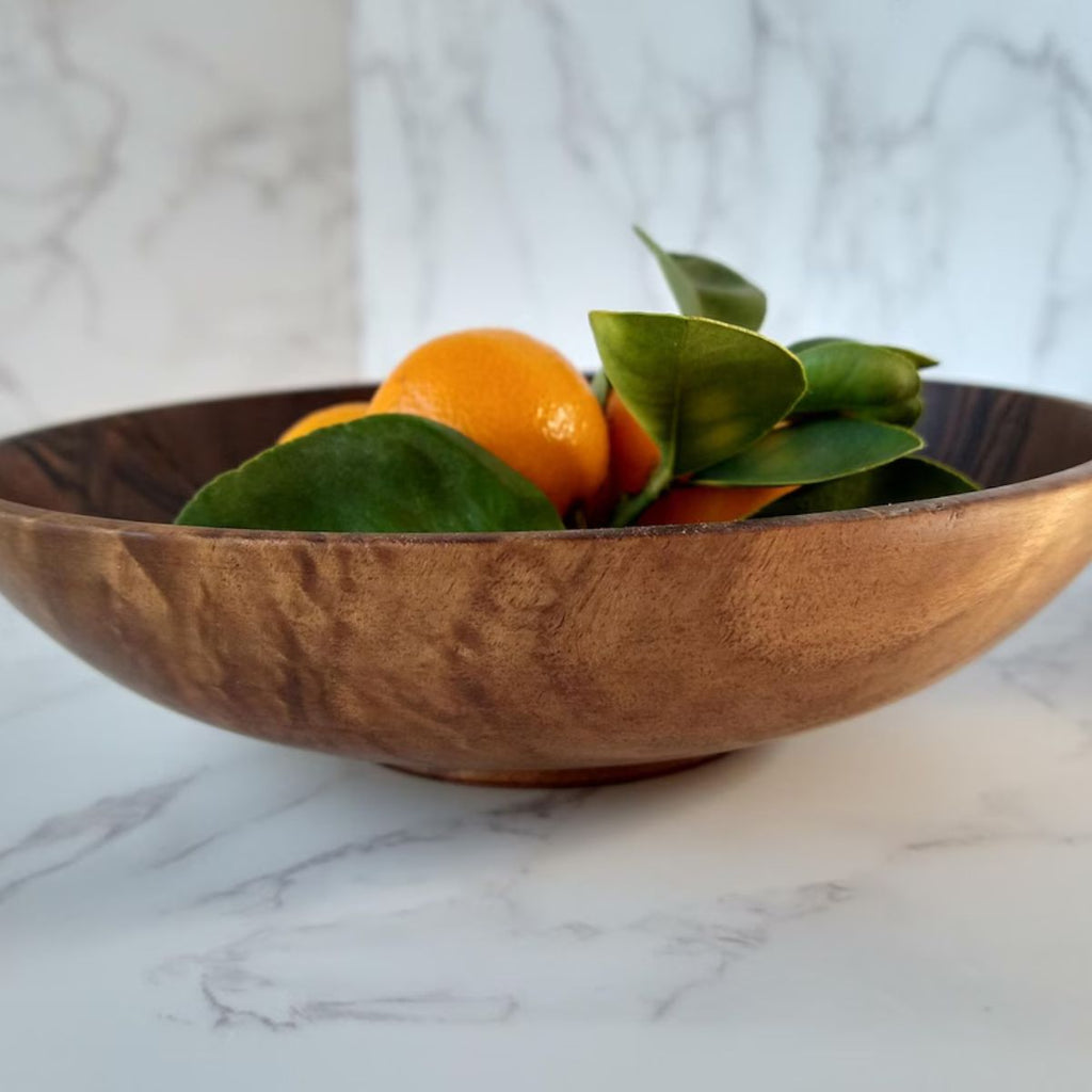 Hand-Turned Walnut Wood Bowl – Dark, Rich Warmth