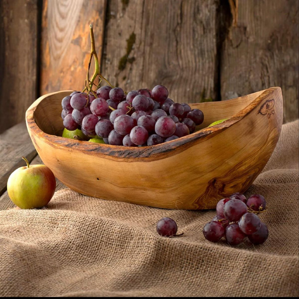 Handcrafted Olive Wood Fruit Bowl – Rustic Elegance & Versatile Use