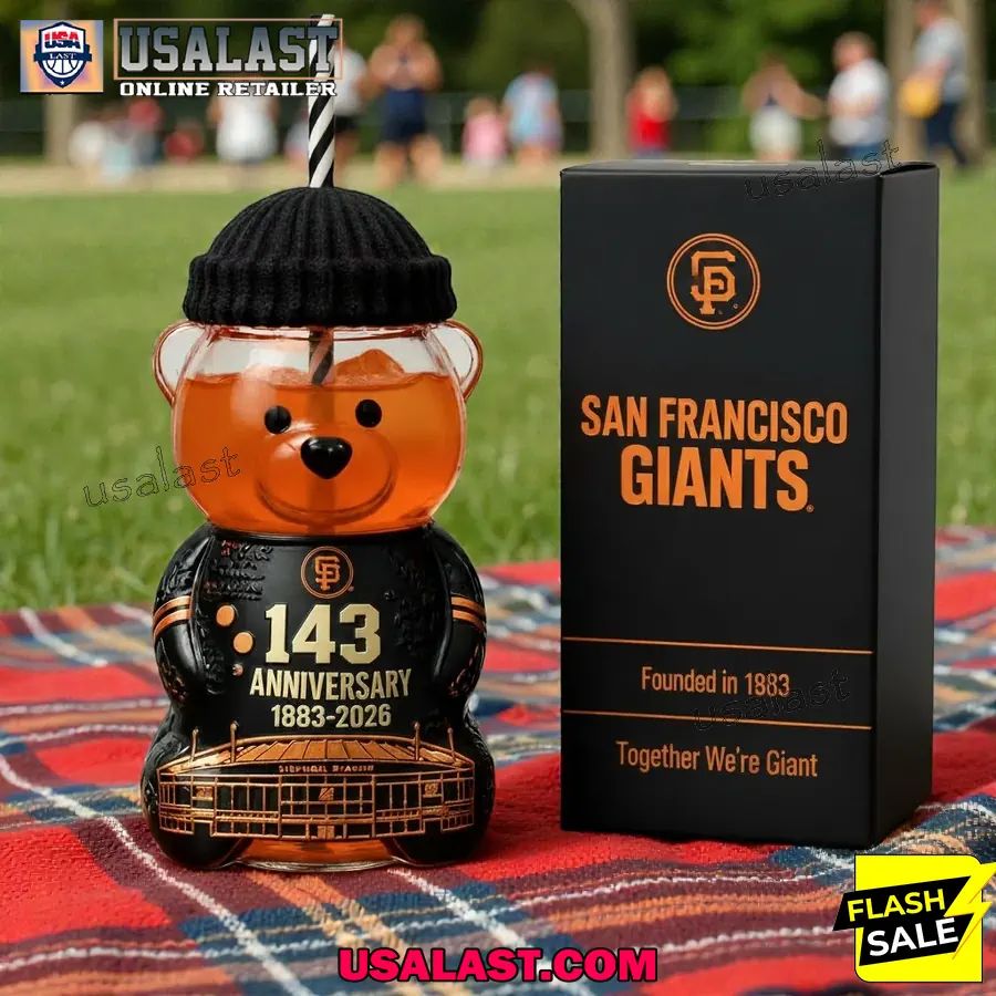 San Francisco Giants 143rd Anniversary 1883-2026 Bear Glass Bottle