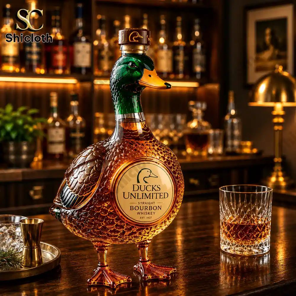 Ducks Unlimited 3D Mallard Bourbon Whiskey Bottle