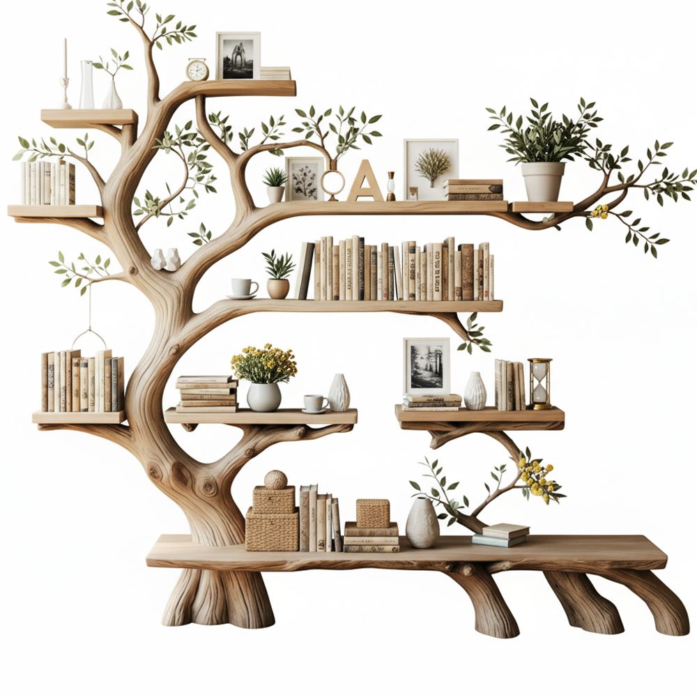Tree Branch Wall Shelf – Handcrafted Nature-Inspired Display In Solid Wood