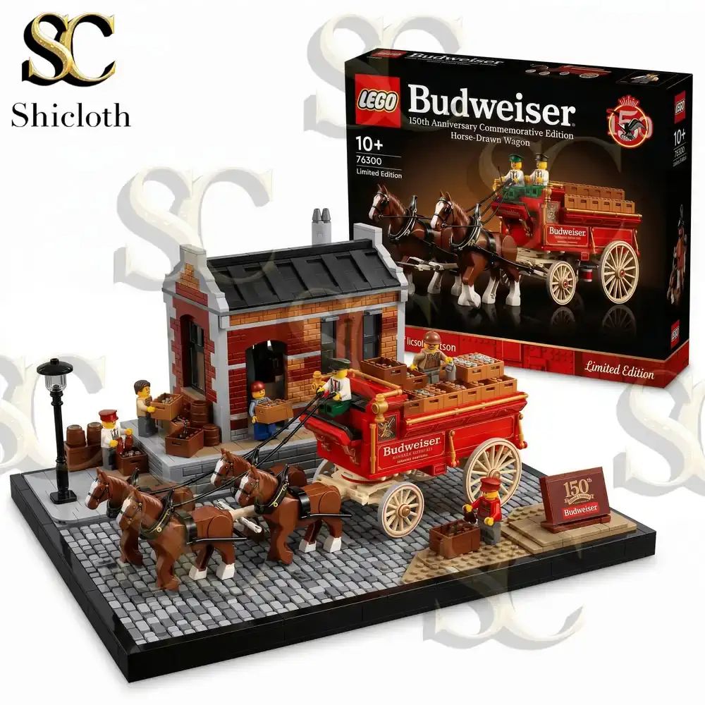Budweiser 150th Anniversary Commemorative Edition Horse-Drawn Wagon Building Brick Set