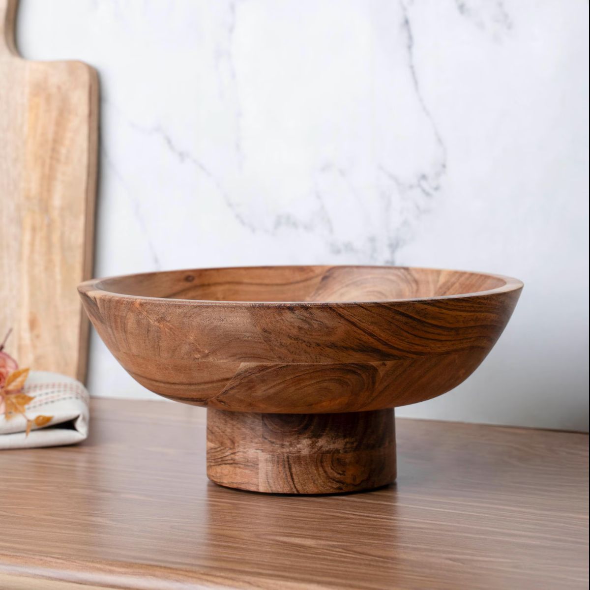 Handcrafted Wooden Footed Centerpiece Bowl