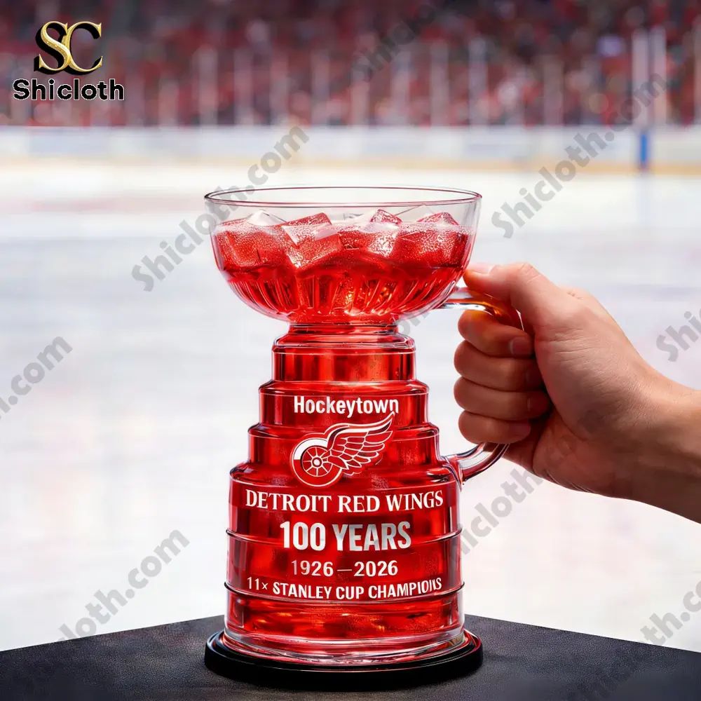 Red Wings 100th Anniversary Stanley Cup Trophy Beer Glass Cup