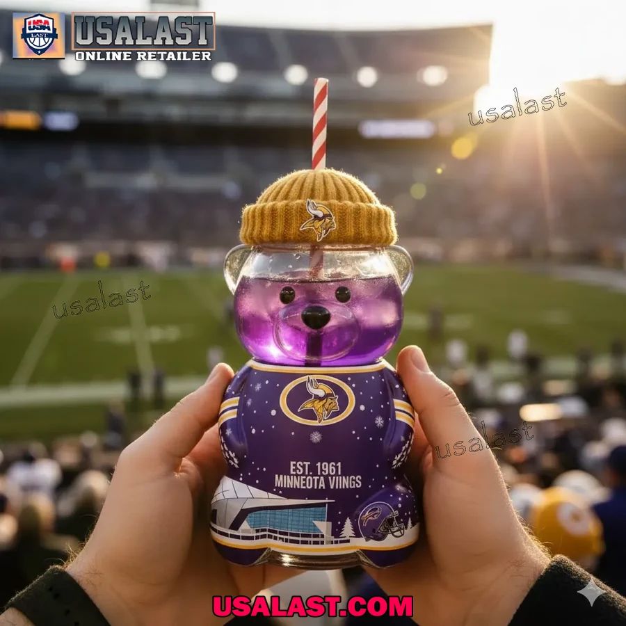 Minnesota Vikings 65th Anniversary Collectible Bear Glass Cup