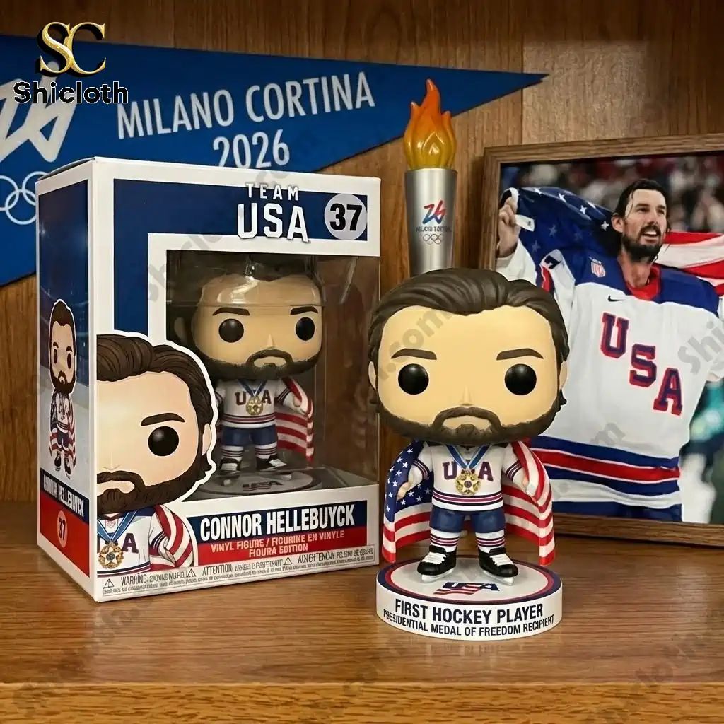 Connor Hellebuyck 2026 Winter Olympic Gold & Presidential Medal Pop Figure Doll
