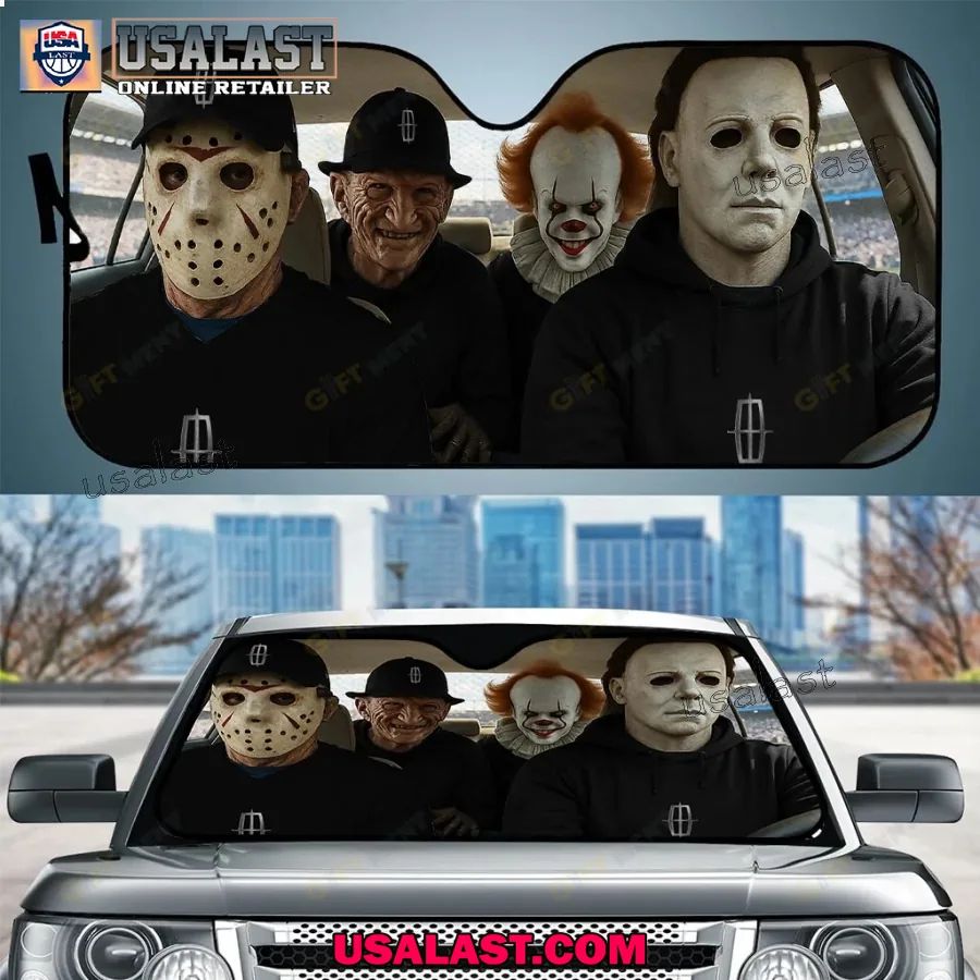 Lincoln x Horror Movie Characters Car Sunshade, Car Windshield Cover