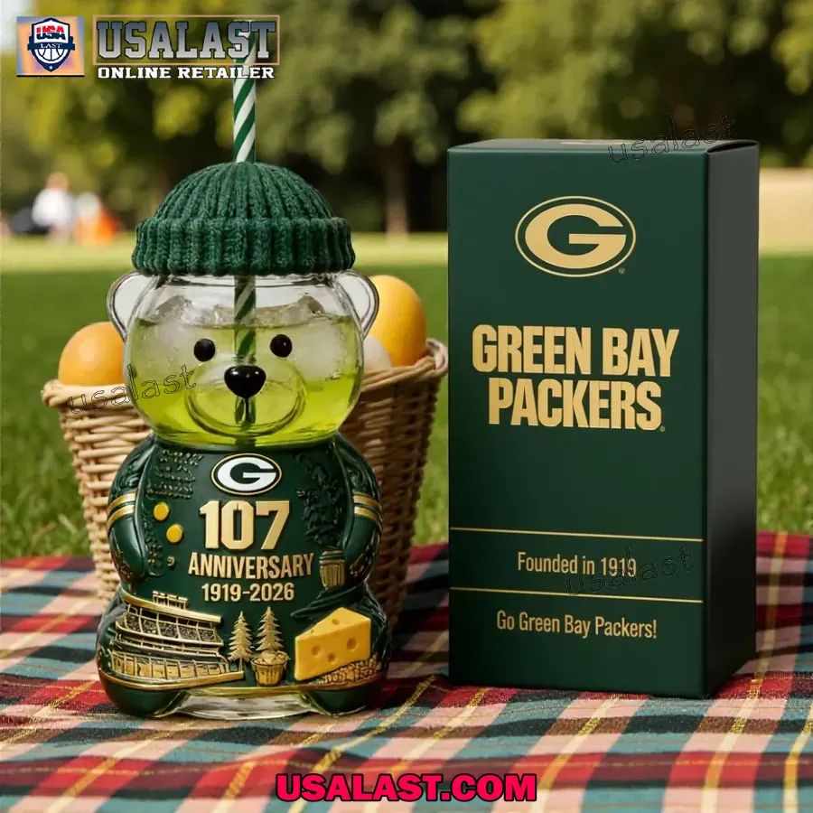 Green Bay Packers 107th Anniversary Collectible Bear Glass Cup