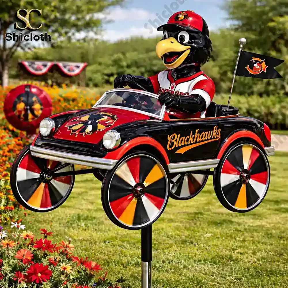 Chicago Blackhawks Tommy Hawk Wind Spinner For Garden