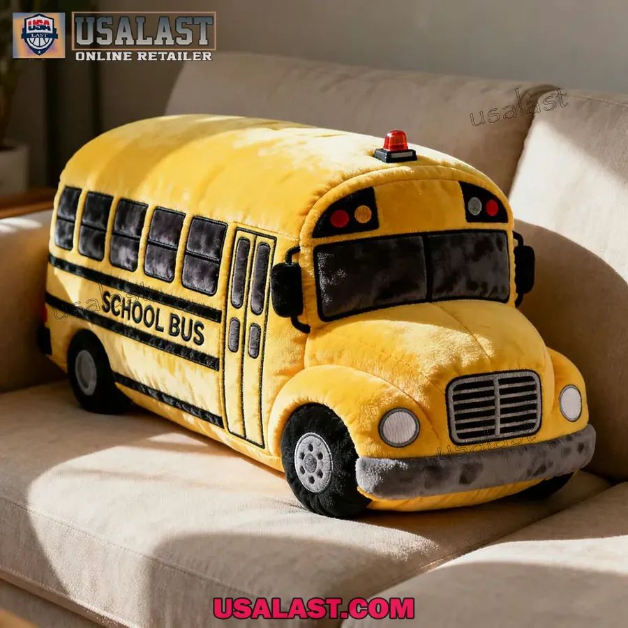 School Bus Custom Shaped Plush Pillow
