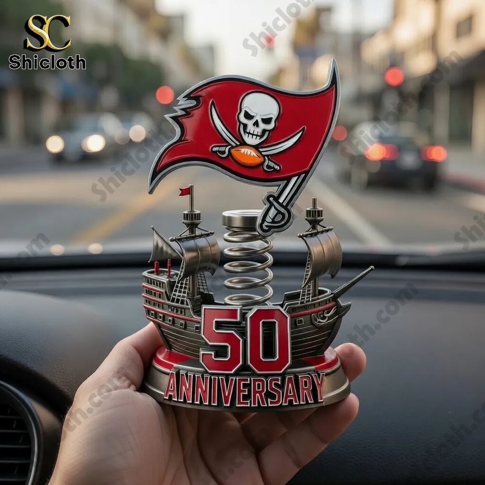 Tampa Bay Buccaneers 50th Anniversary Decor Car Dashboard Bobblehead