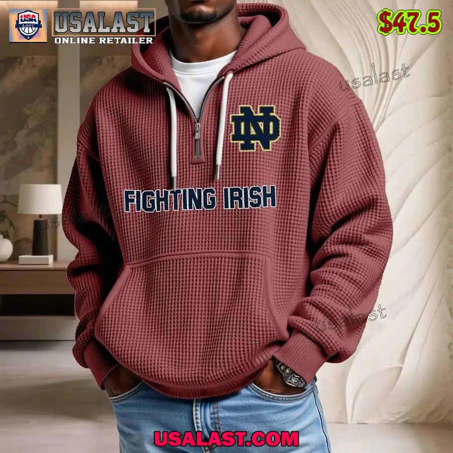 Notre Dame Fighting Irish Waffle Half Zip Hoodie