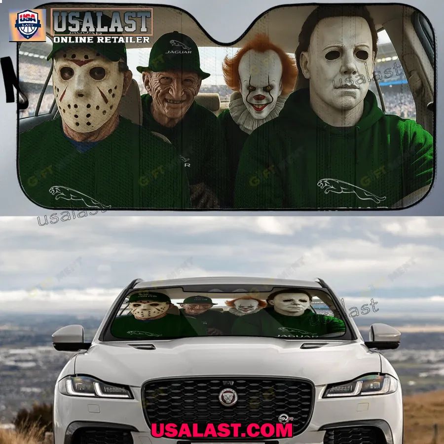 Jaguar x Horror Movie Characters Car Sunshade, Car Windshield Cover