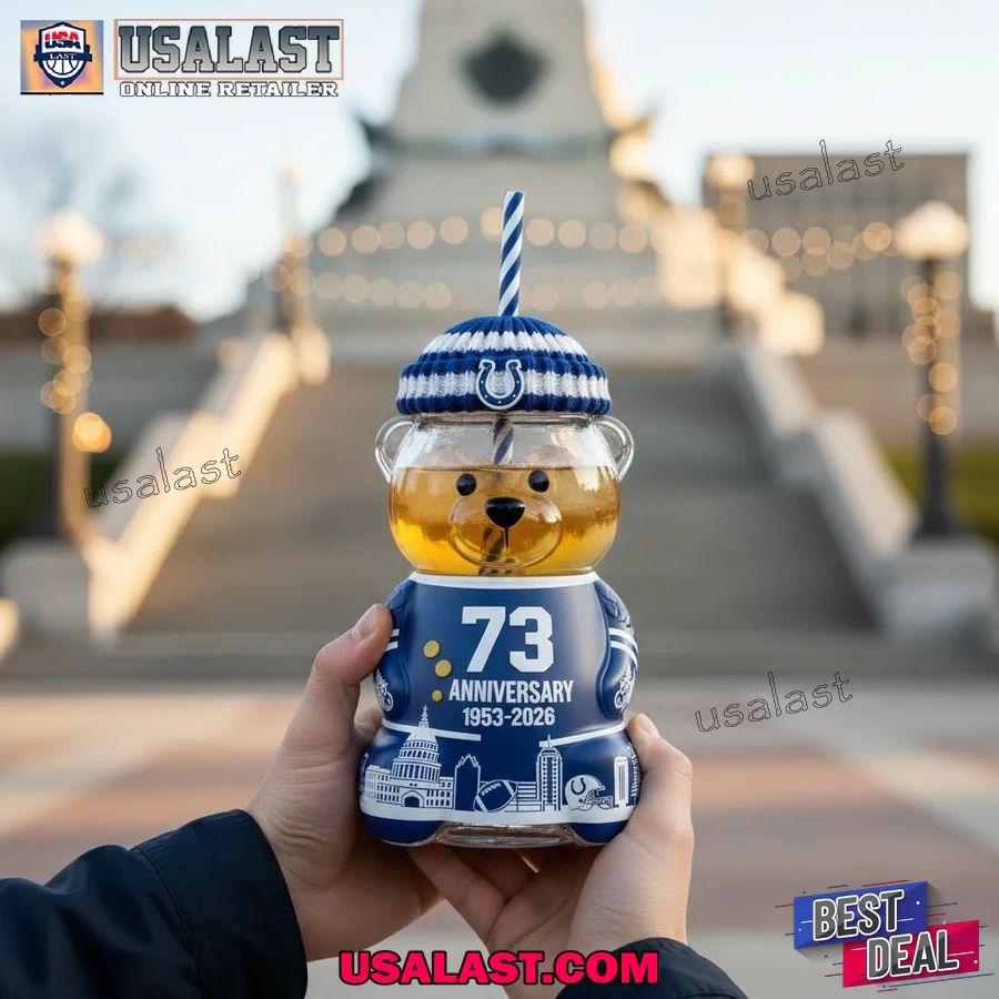 Indianapolis Colts 73rd Anniversary Bear Glass Cup