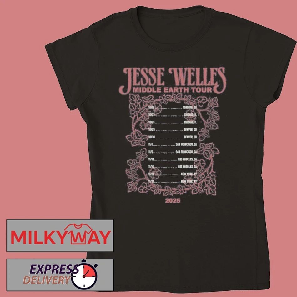 Jesse Welles 2025 Middle Earth Tour Tee Shirt
