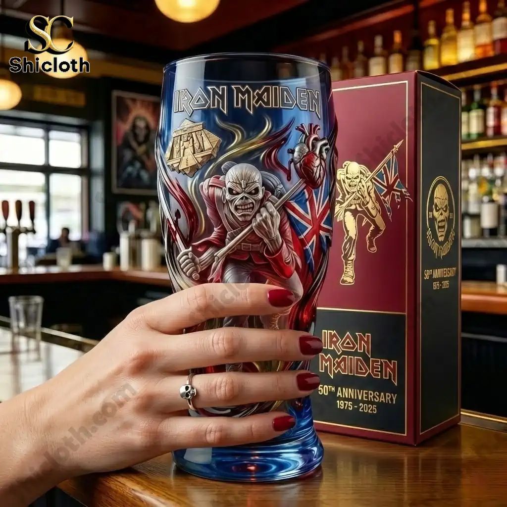 The Trooper Iron Maiden 50th Anniversary Commemorative Glass