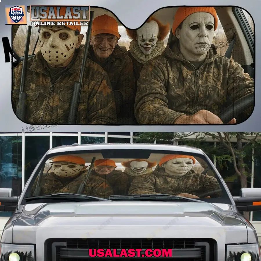 Hunting Horror Movie Characters Car Sunshade, Car Windshield Cover