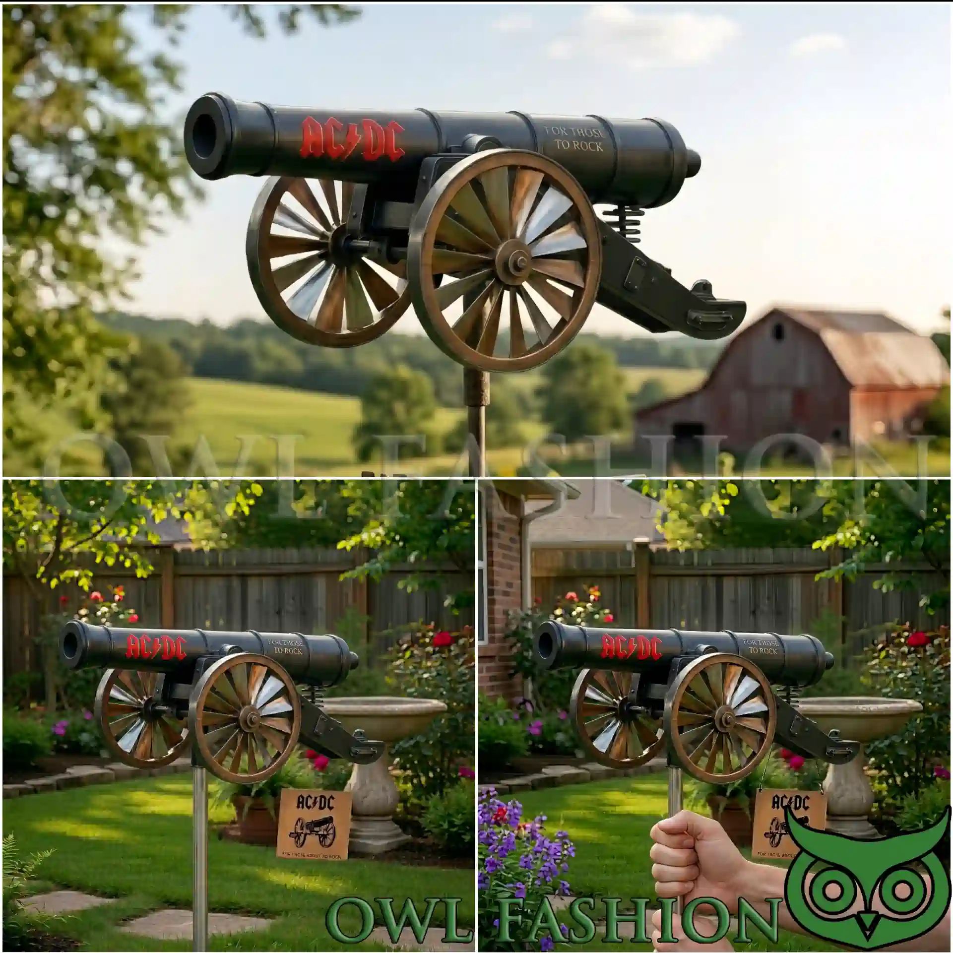 3D Design ACDC Rock Cannon Garden Wind Spinner