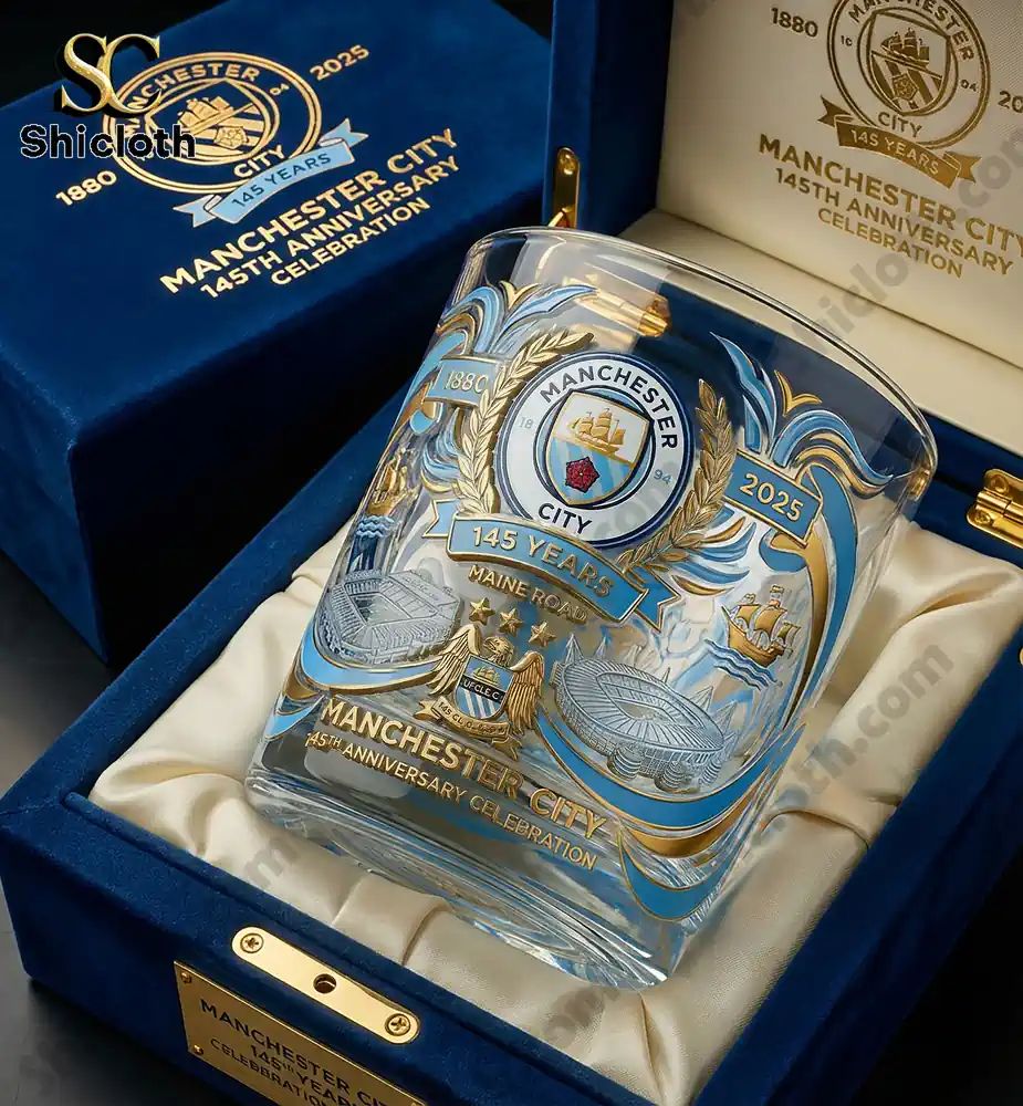 Manchester City 145th Anniversary Commemorative Whiskey Glass