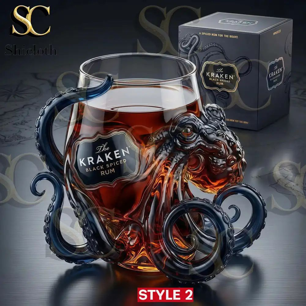 The Kraken Black Spiced Rum 3D culpted Octopus Collector’s Edition Glass